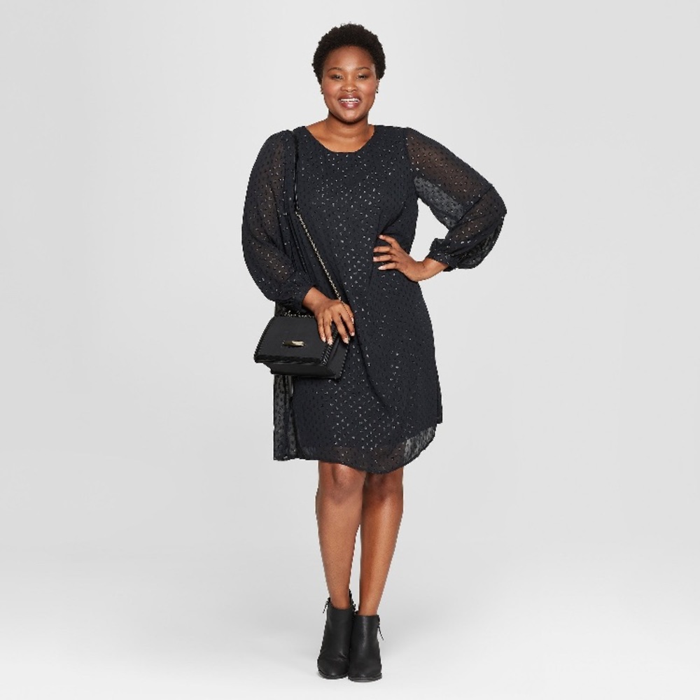 🎉NWT🎉Black polka dot shift dress 2X